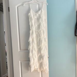 Lulu's Cream Asymmetrical Ruffle Dress